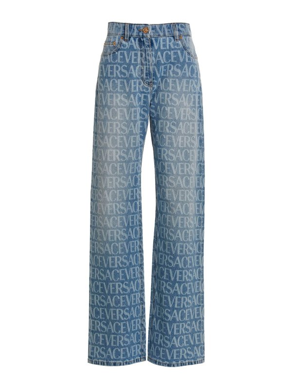 VERSACE: flared jeans - Logo jeans