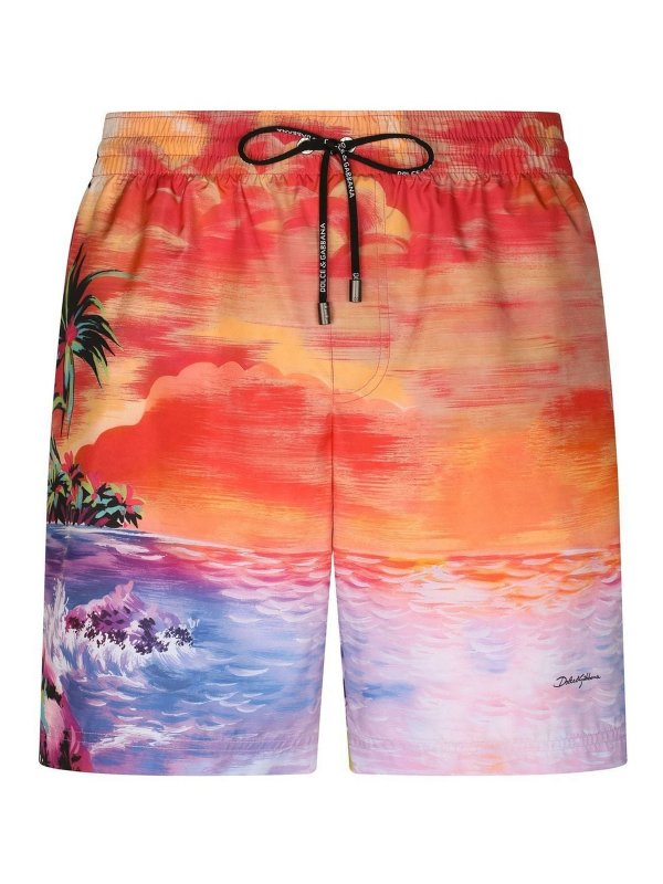 DOLCE & GABBANA: Swim shorts & swimming trunks - Beach-print swim shorts