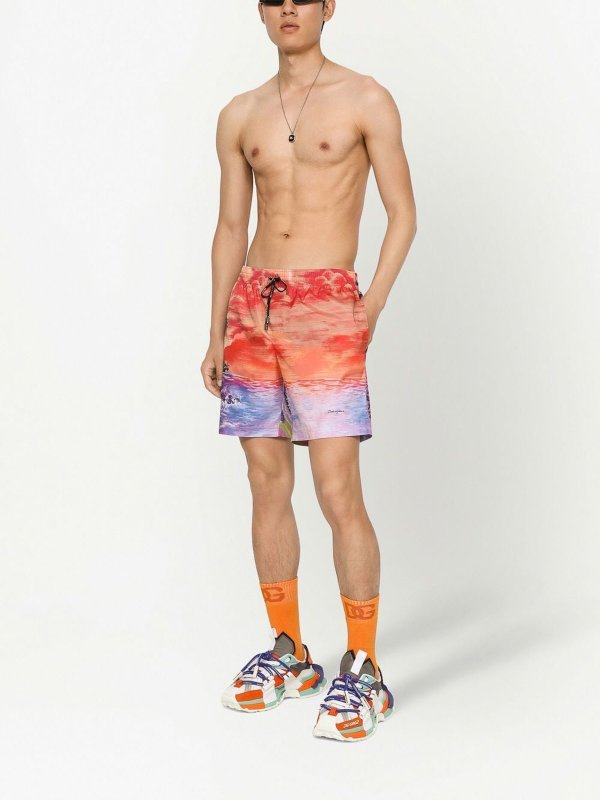 DOLCE & GABBANA: Swim shorts & swimming trunks online - Beach-print swim shorts