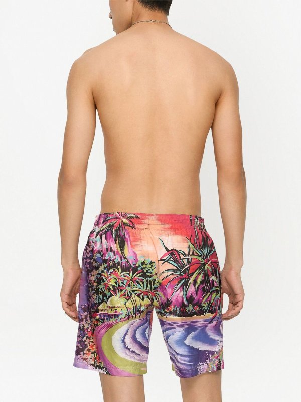 Beach-print swim shorts shop online: DOLCE & GABBANA