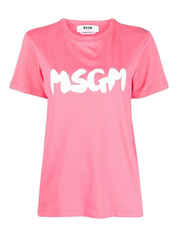 m.s.g.m.: t-shirts - Logo-print cotton Tee