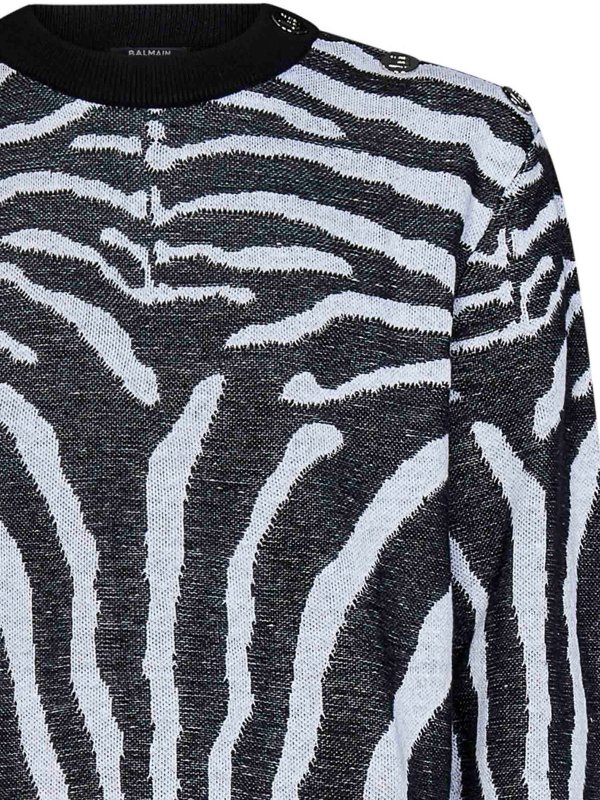iKRIX Balmain: crew necks - Zebra patterned crewneck
