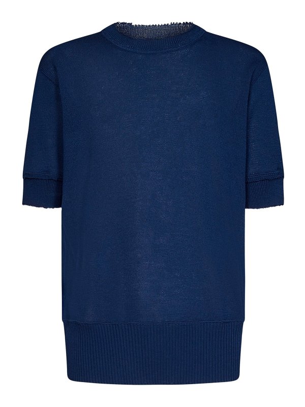 Maison Margiela: Pull col rond - Pull Col Rond - Bleu