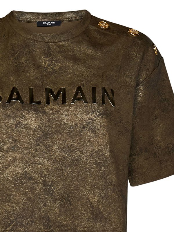 iKRIX Balmain: t-shirt - T-shirt con logo dettagliato con bottoni