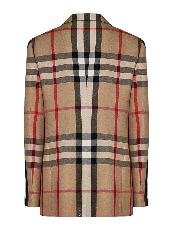 BURBERRY: blazers online - Single-breasted check patterned  wool blazer