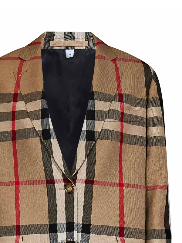 iKRIX BURBERRY: blazers - Single-breasted check patterned  wool blazer