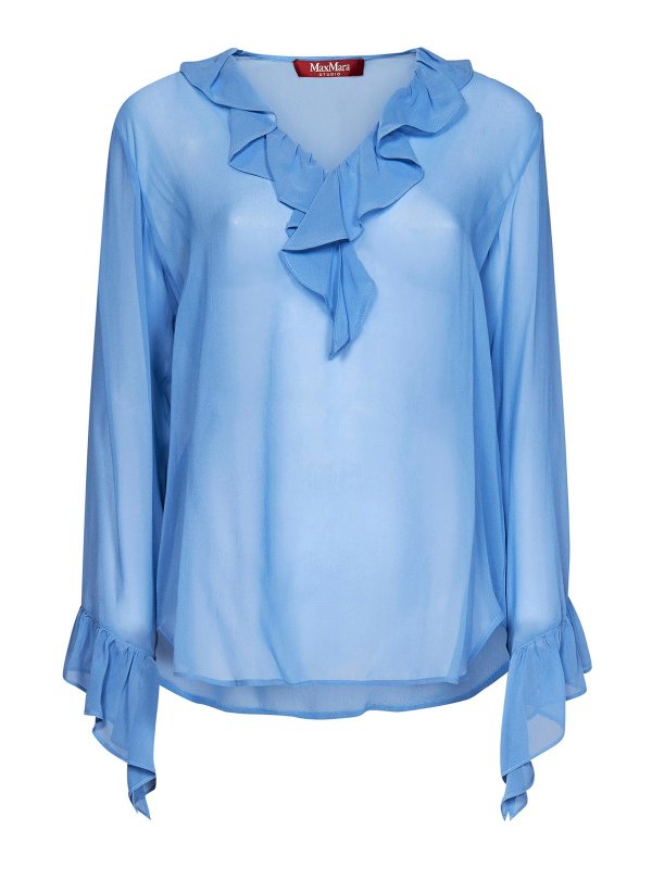 Max Mara: blouses - Ruffled silk blouse