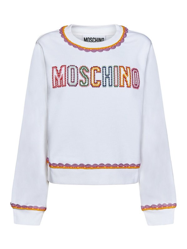 MOSCHINO: Sweatshirts & Sweaters - Sweater with multicolour edges and logo