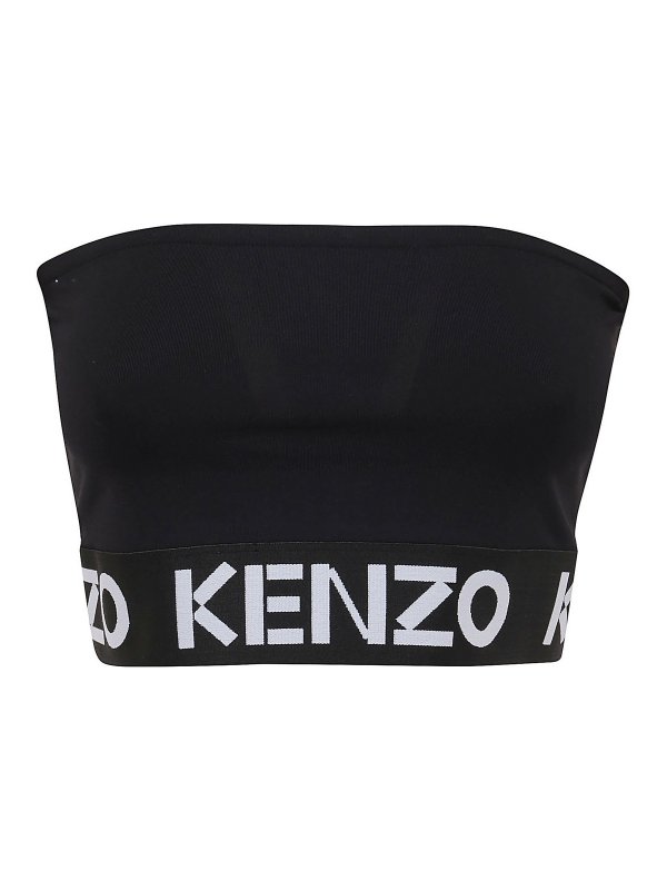 KENZO: Tops & Tank tops - Black logo cropped top
