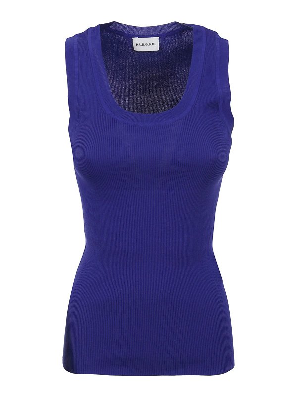 P.A.R.O.S.H.: Tops & Tank tops - Off-shoulder ribbed top