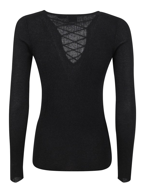 Pinko: Strickpullover mit V-Ausschnitt online - V-Pullover - Schwarz