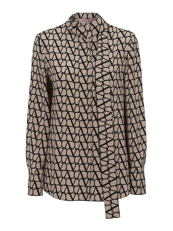 VALENTINO: blouses - Silk printed blouse with lavalière
