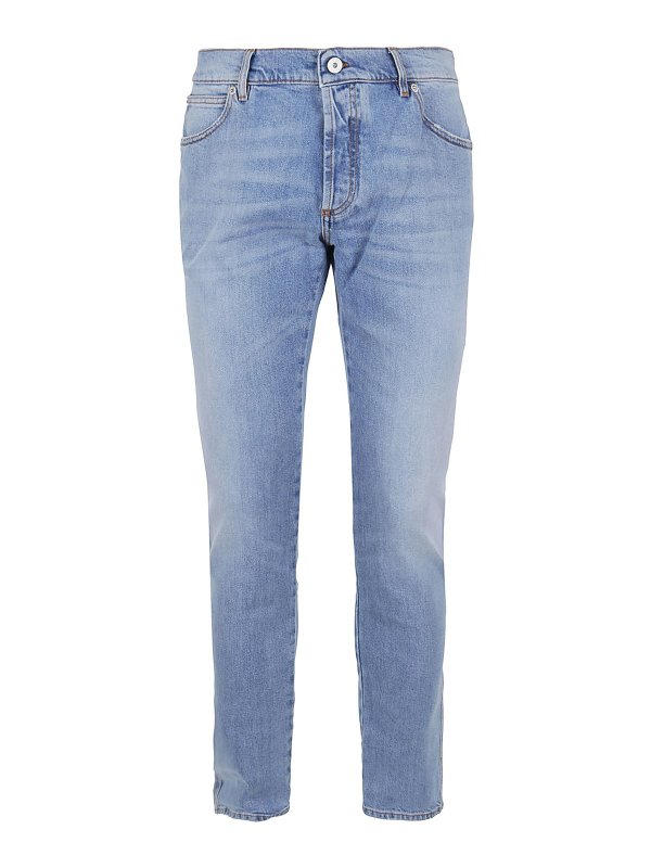 Balmain: Jeans à jambe droite - Jean Droit - Clair Délavé