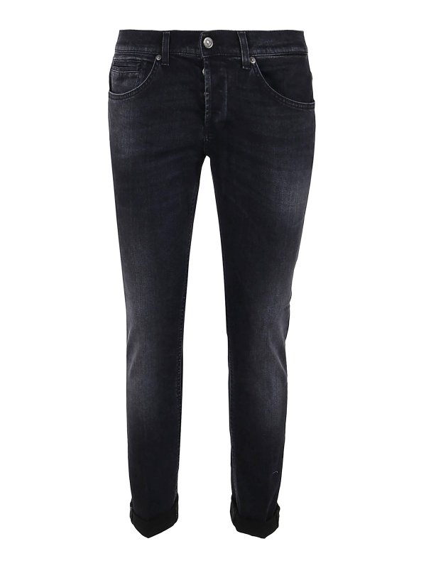 DONDUP: straight leg jeans - Straigh leg cotton jeans with turn ups