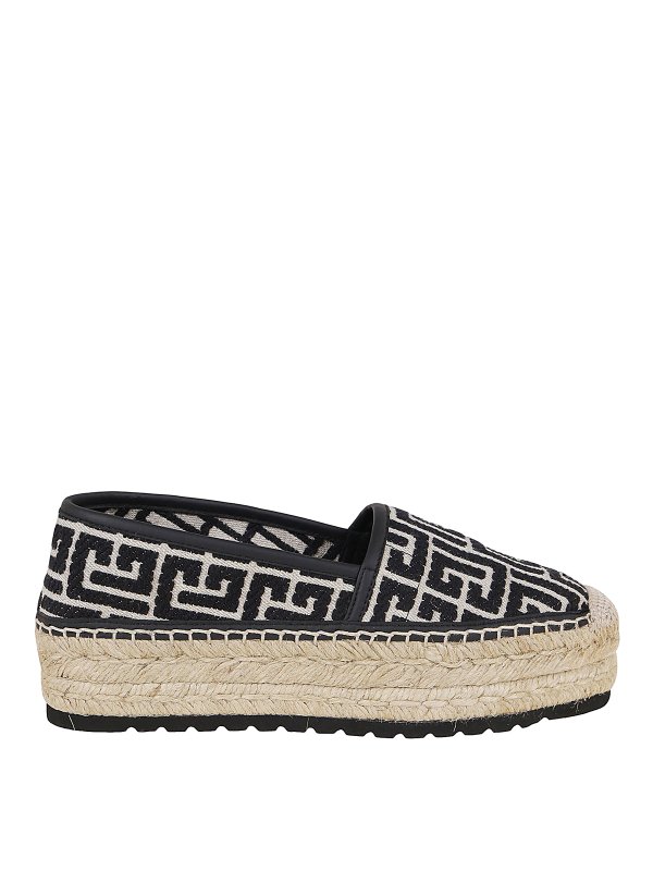 Balmain: espadrilles - Platform monogram jacquard espadrilles