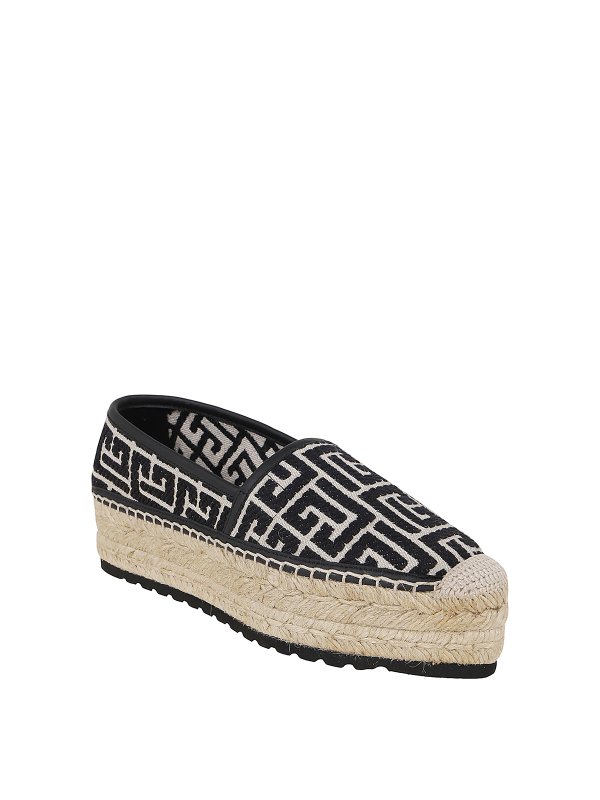 Balmain: espadrilles online - Platform monogram jacquard espadrilles