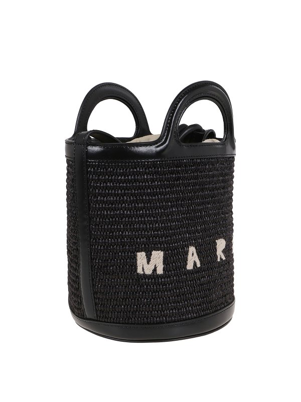 Marni: Bucket bags online - Raffia and leather bucket bag