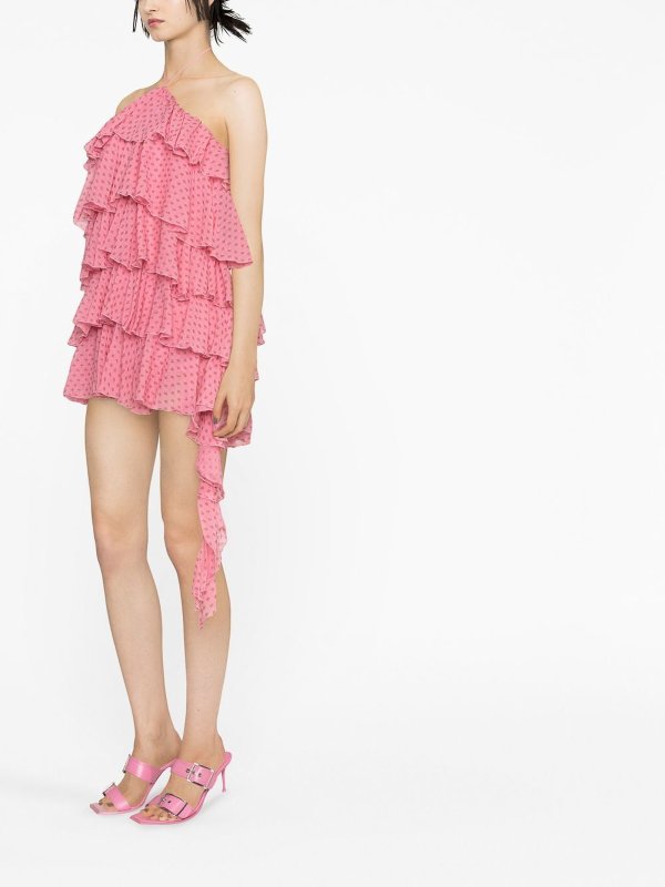 BLUMARINE: abiti corti online - Mini abito rosa a balze