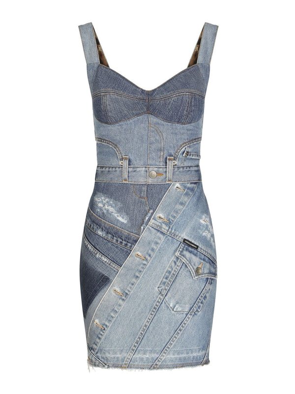DOLCE & GABBANA: short dresses - Heart neckline denim dress