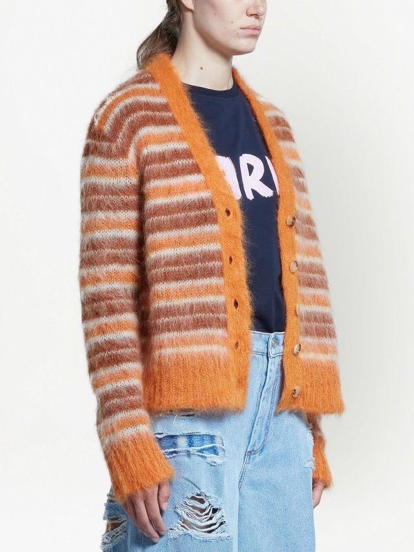 Marni: cardigans online - Buttoned striped cardigan
