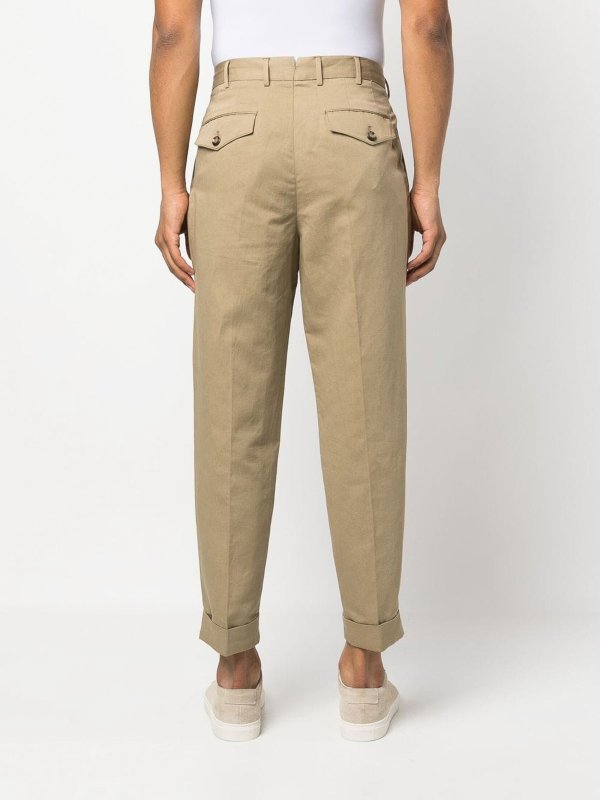 Cotton trousers with front pleats shop online: PT TORINO
