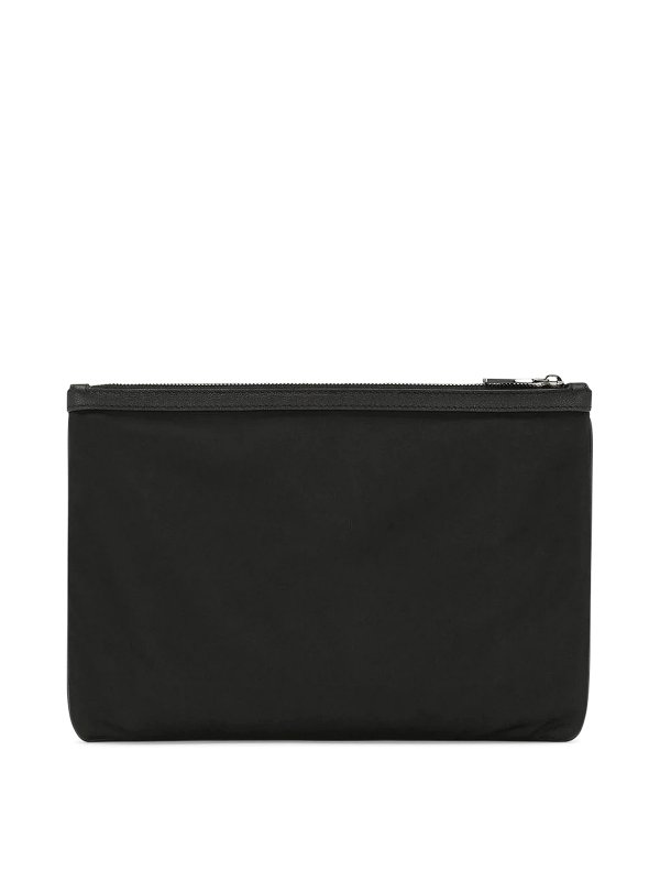 DOLCE & GABBANA: clutches online - Leather clutch bag with logo plaque