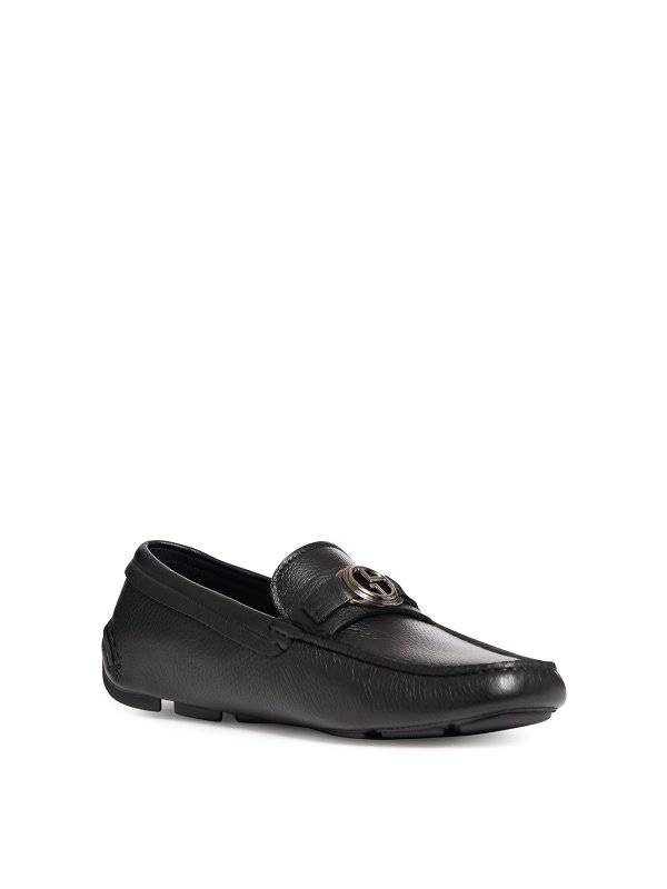 GIORGIO ARMANI: Loafers & Slippers online - Hammered leather loafers with logo plaque