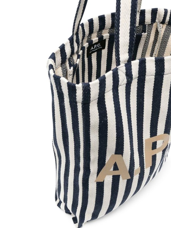 Striped canvas bag with logo shop online: A.P.C.