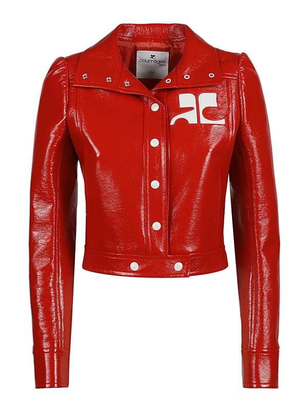 Courreges: Lederjacken - Lederjacke - Rot