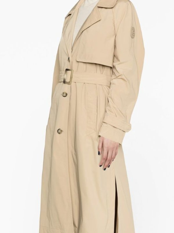 Logo-patch trench coat shop online: WOOLRICH