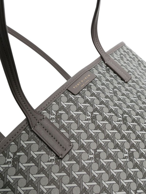 Tory Burch Monogram-pattern coated-canvas tote - Grey