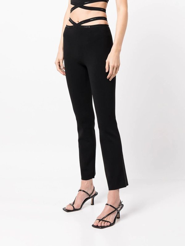 Alexander Wang Logo Elastic Flared Legging Pant in Black