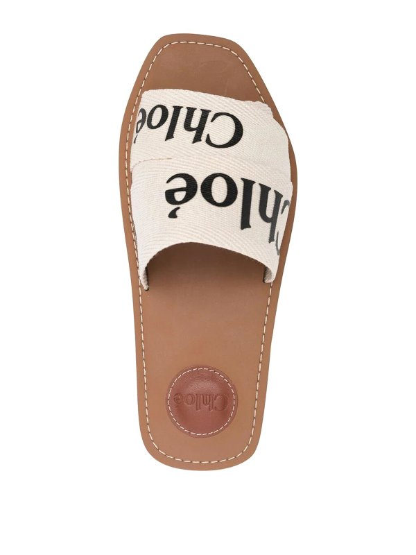 Flat sandals with linen band and logo shop online: CHLOE