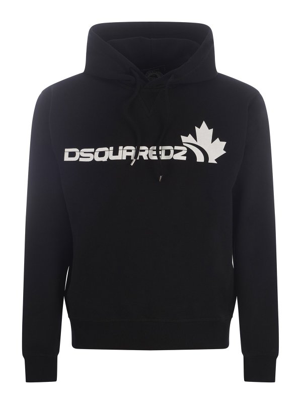 DSQUARED2: Sweatshirts & Sweaters - Logo printed cotton hoodie