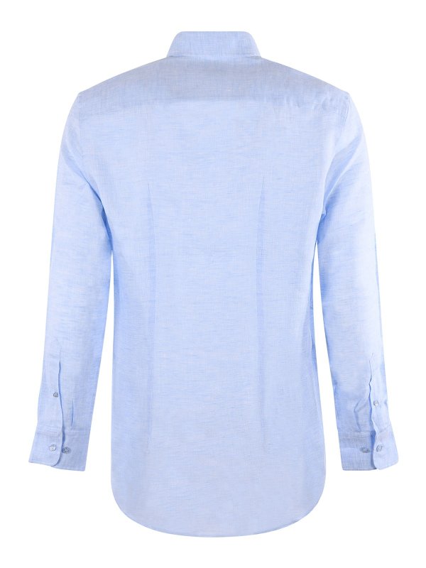 ETRO: shirts online - Embroidered logo linen shirt