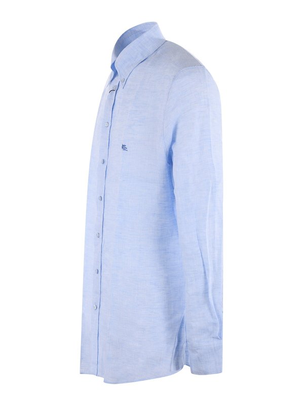 iKRIX ETRO: shirts - Embroidered logo linen shirt