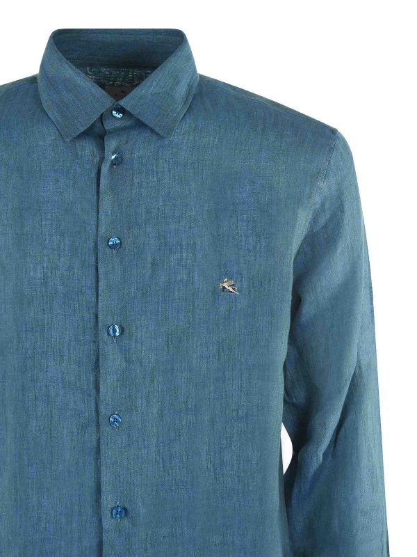 Camicia di lino con logo ricamato shop online: ETRO