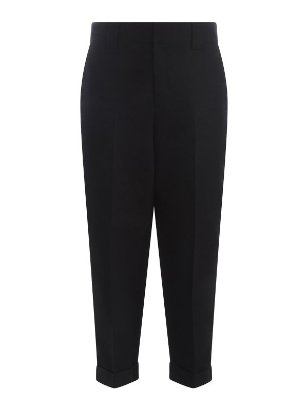 GOLDEN GOOSE: pantaloni casual - Pantaloni a gamba dritta con logo patch