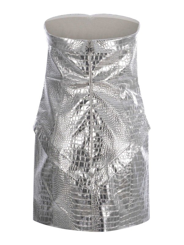 ROTATE Birger Christensen: cocktail dresses online - Croco effect silver short dress