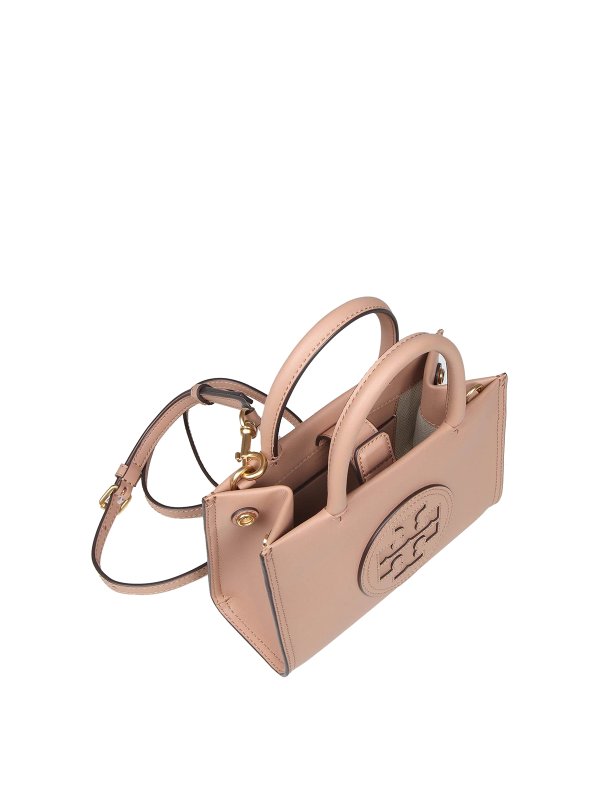 Ella leather bag with front logo shop online: TORY BURCH