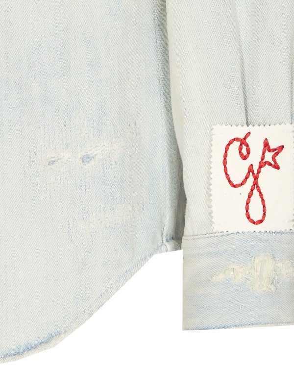 The Best Shops GOLDEN GOOSE: shirts - Distressed crystals detailed shirt