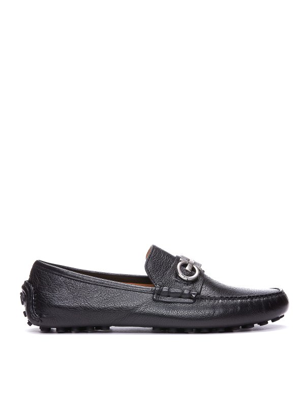 SALVATORE FERRAGAMO: Loafers & Slippers - Hammered leather Gancini loafers