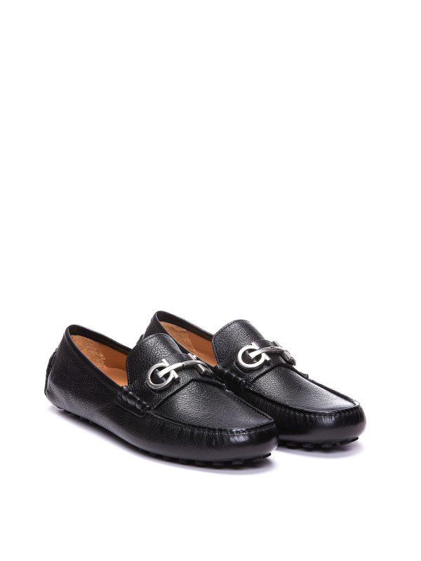 SALVATORE FERRAGAMO: Loafers & Slippers online - Hammered leather Gancini loafers