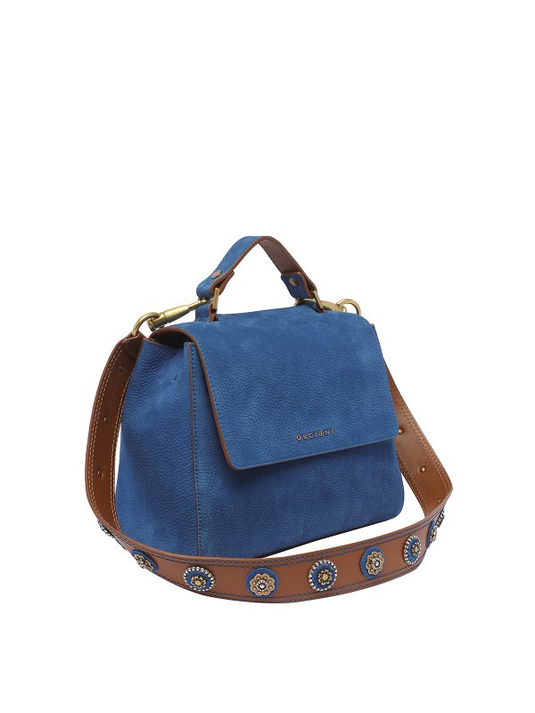ORCIANI: shopper online - Borsa Sveva in camoscio con tracolla decorata