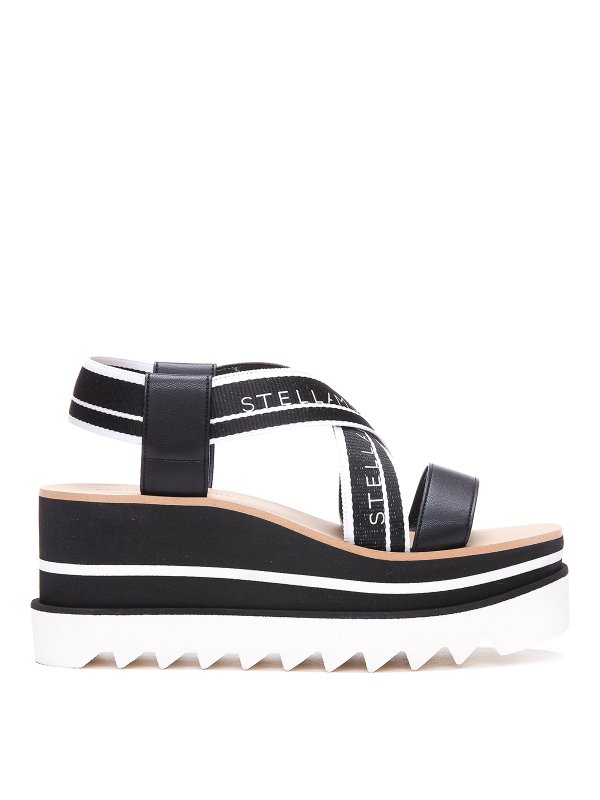 STELLA McCARTNEY: sandals - Elyse striped platform sandals