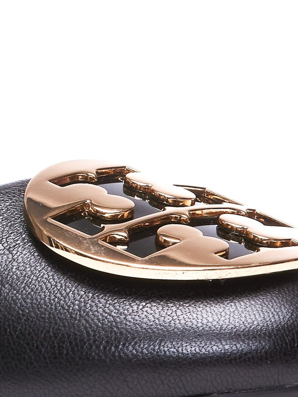 Leather Claire flats with logo plaque shop online: TORY BURCH