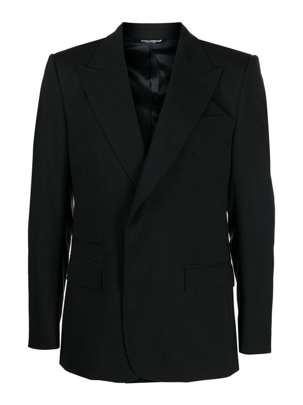DOLCE & GABBANA: blazers - Single-breasted wool blazer with peak lapels
