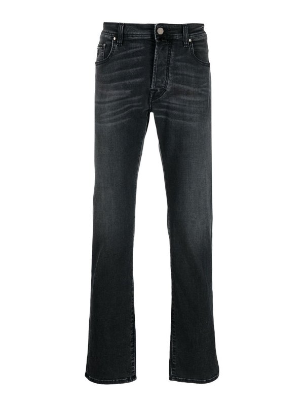 JACOB COHEN: straight leg jeans - Bard crease effect bootcut jeans