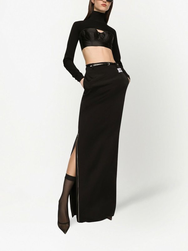 DOLCE & GABBANA: Long skirts online - Number-patch straight skirt