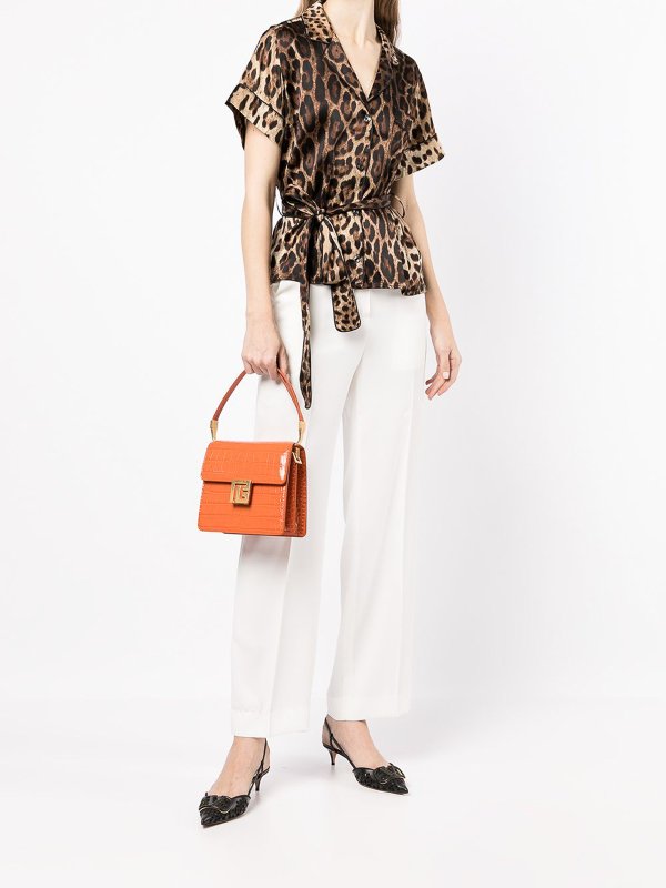 DOLCE & GABBANA: blouses online - Silk-blend leopard-print tie-waist shirt